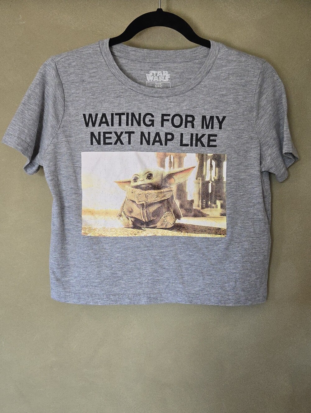 Star Wars | Graphic Crop Tee w/ 'Waiting For My Next Nap Like' Baby Yoda Print - Picture 2 of 8